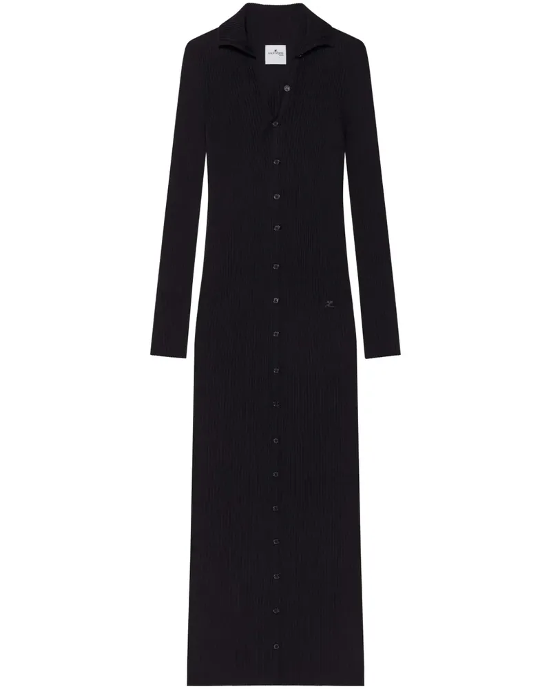Courrèges Geknöpftes Midikleid - Schwarz Schwarz