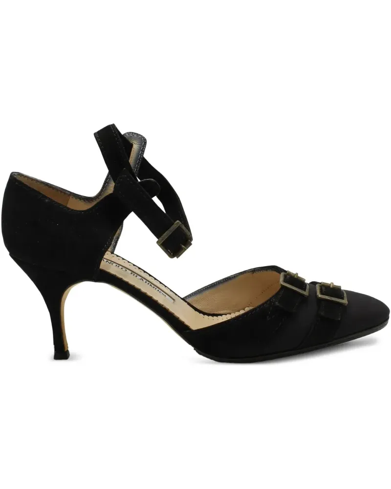 Manolo Blahnik Flache Slingback-Sandalen - Schwarz Schwarz