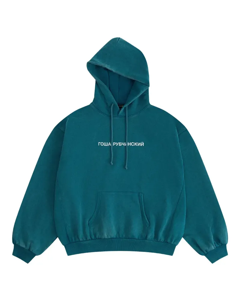 Gosha Rubchinskiy logo-print oversized hoodie - Blau Blau