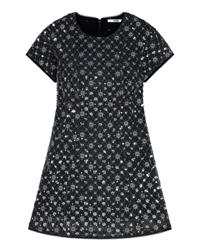Maje Kurzes Strickkleid mit Strass - Grau Grau