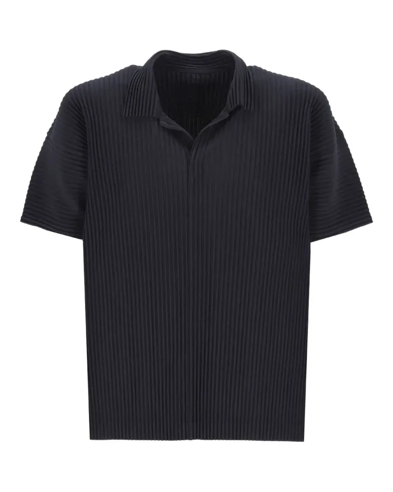 Issey Miyake pleated V-neck T-shirt - Blau Blau