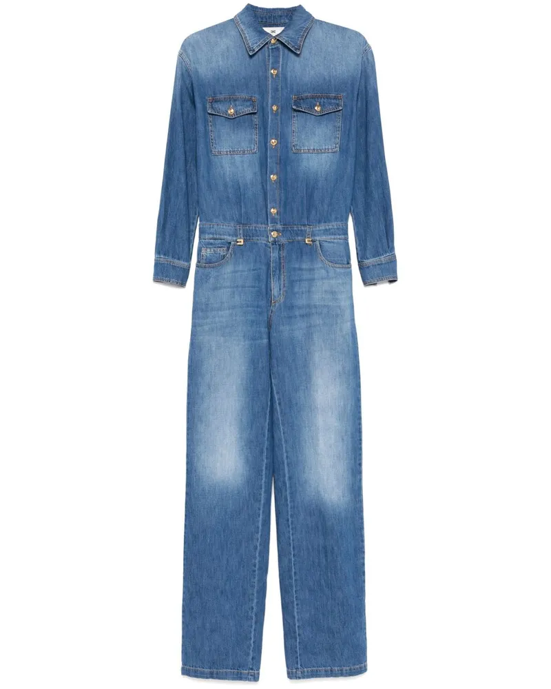 Elisabetta Franchi Jeans-Jumpsuit mit Logo-Detail - Blau Blau