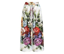 Hose mit Blumen-Print - Weiß