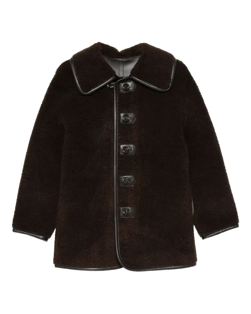 LOW CLASSIC Wendbare Teddy-Jacke mit Knopfdetail - Braun Braun