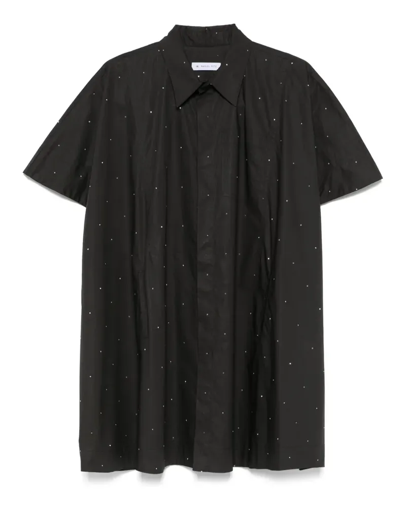 Manuel Ritz Hemdkleid mit Strass-Satin - Schwarz Schwarz