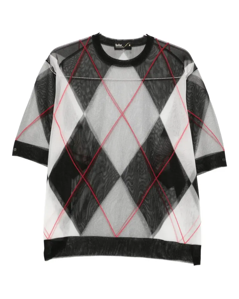kolor argyle oversized T-shirt - Schwarz Schwarz