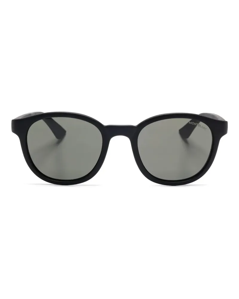 Montblanc Sonnenbrille mit rundem Gestell - Schwarz Schwarz