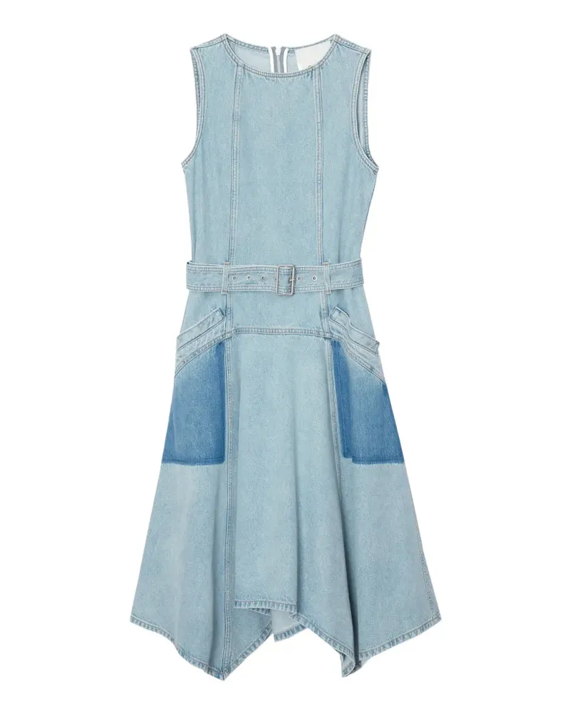3.1 phillip lim patchwork belted cotton midi dress - Blau Blau
