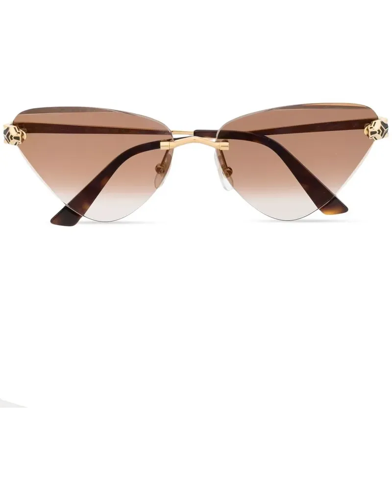 Cartier Cat-Eye-Sonnenbrille mit Panther-Schild - Braun Braun