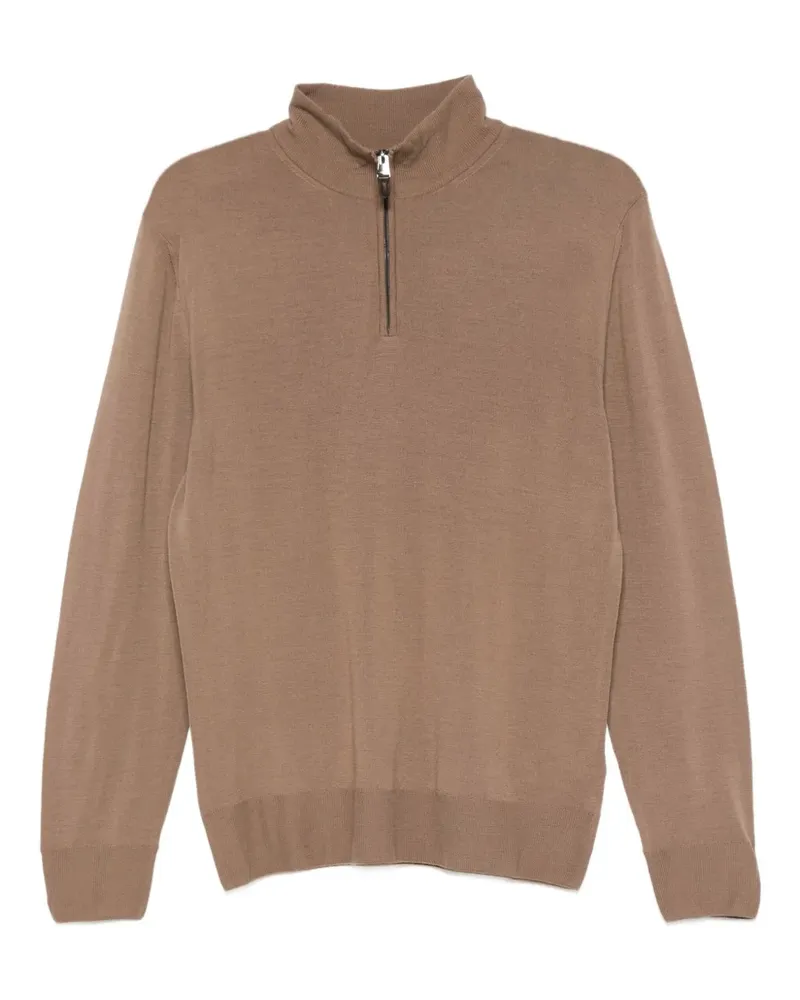 Canali Pullover mit Reißverschlusskragen - Braun Braun