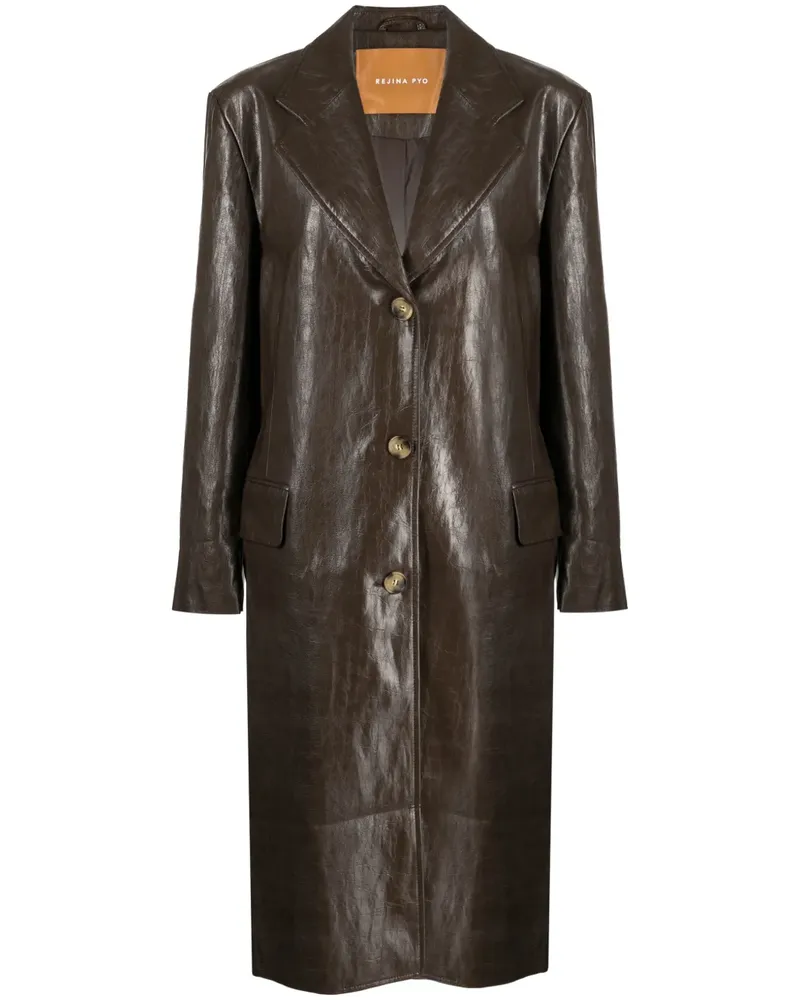REJINA PYO Mantel aus Faux-Leder - Braun Braun