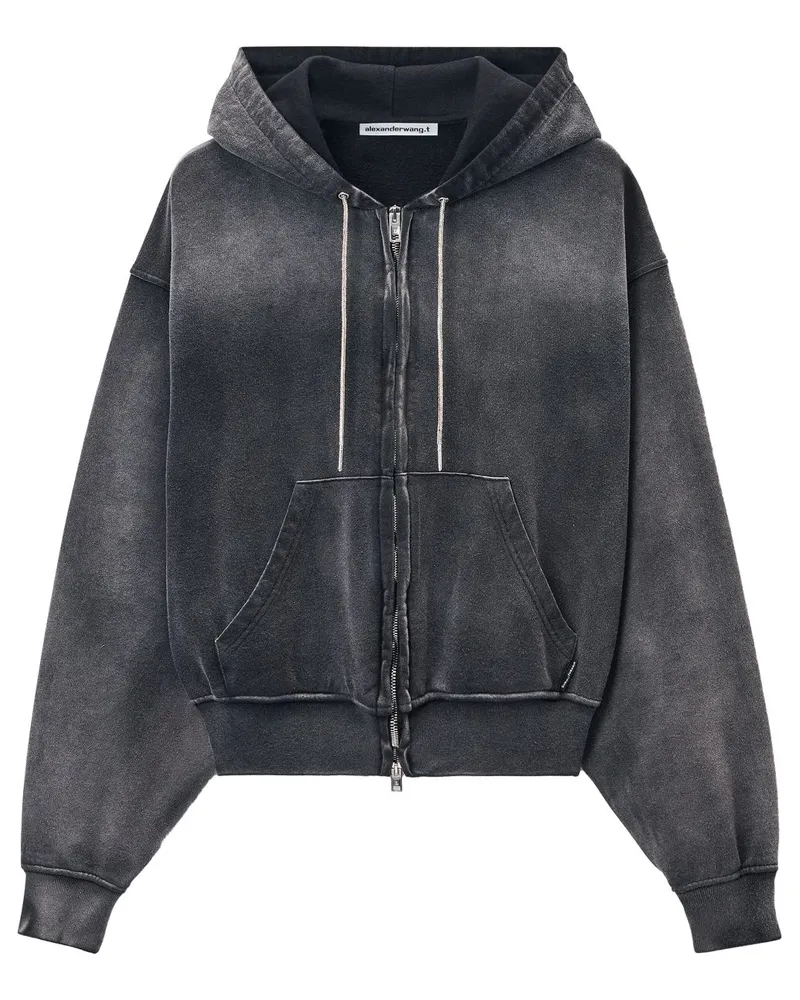 Alexander Wang Ausgeblichener Hoodie mit Strass - Schwarz Schwarz