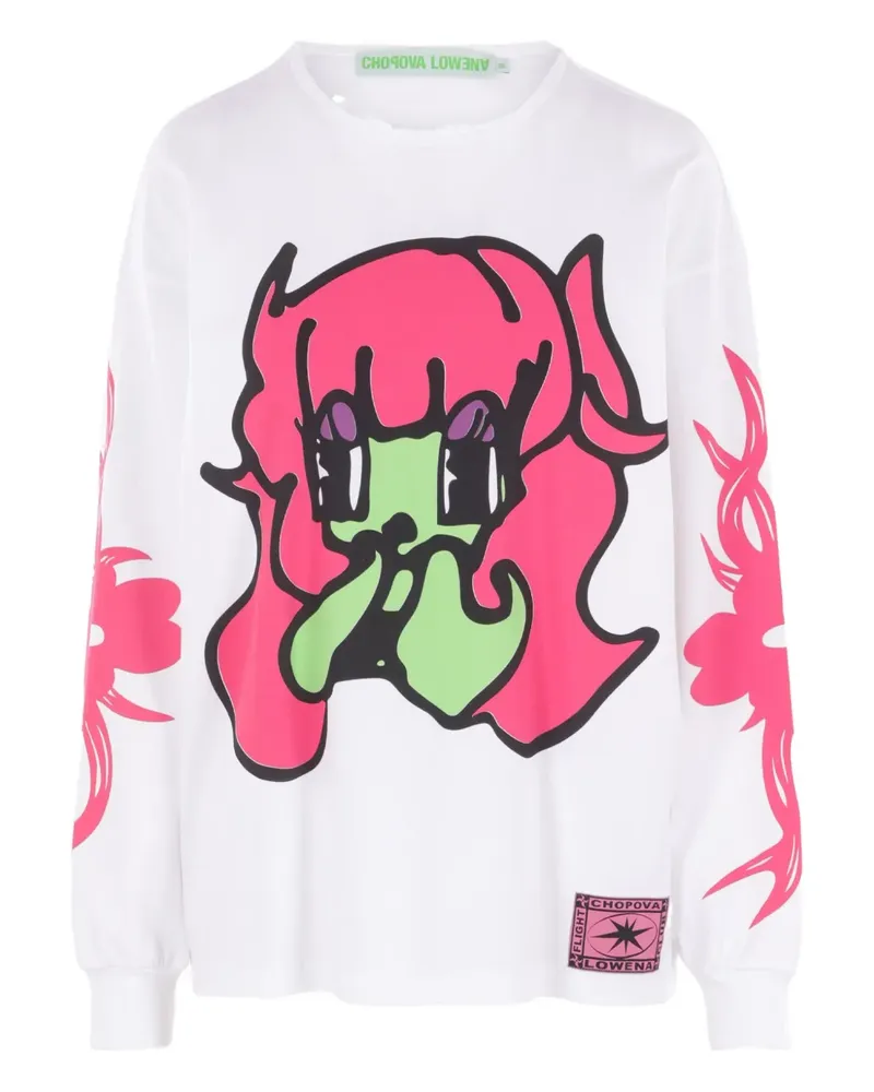 CHOPOVA LOWENA Langarmshirt mit grafischem Print - Weiß Weiß
