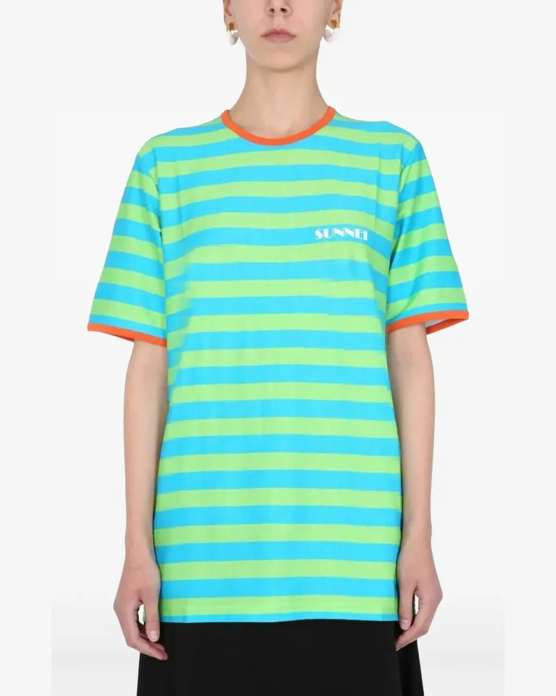 SUNNEI x Biffi gestreiftes T-Shirt mit rundem Ausschnitt - Blau Blau