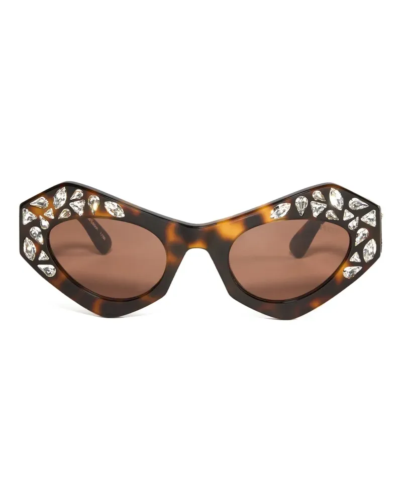 Emilio Pucci Cat-Eye-Sonnenbrille mit Strass - Braun Braun