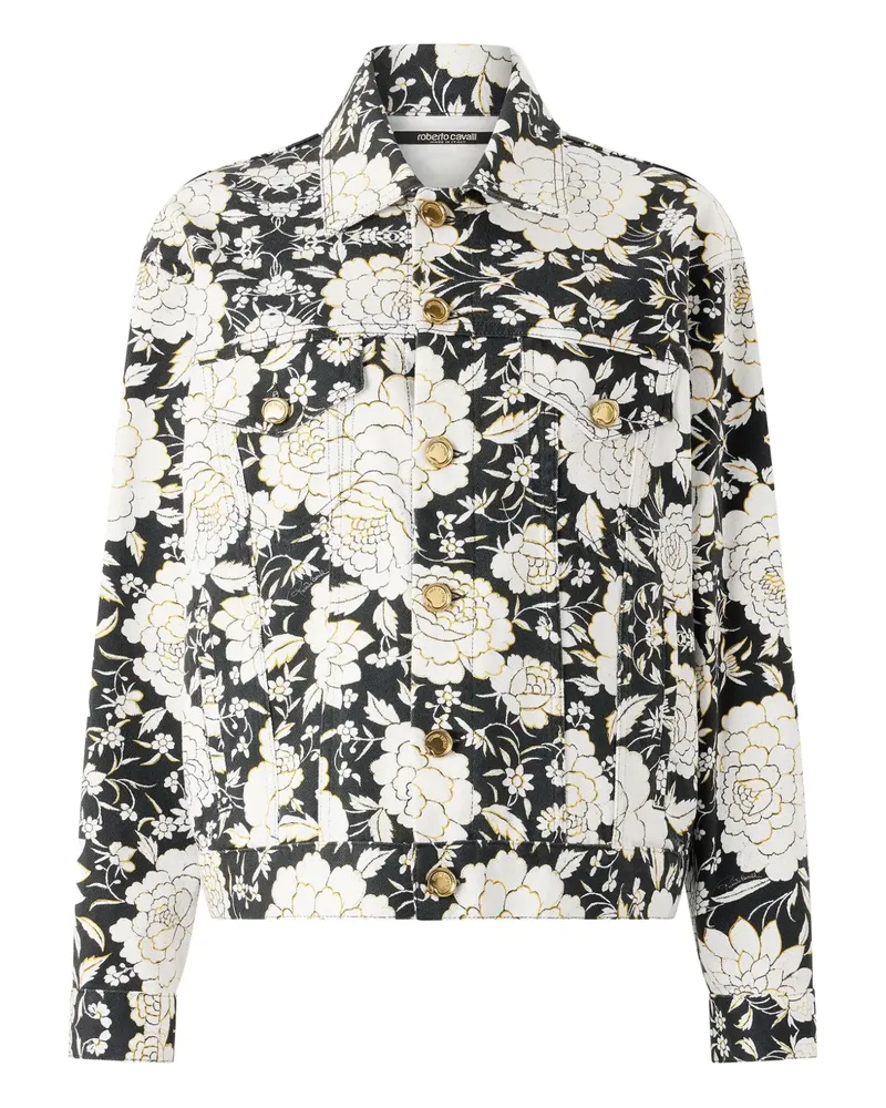 Roberto Cavalli Jeansjacke mit Blumen-Print - Weiß Weiß