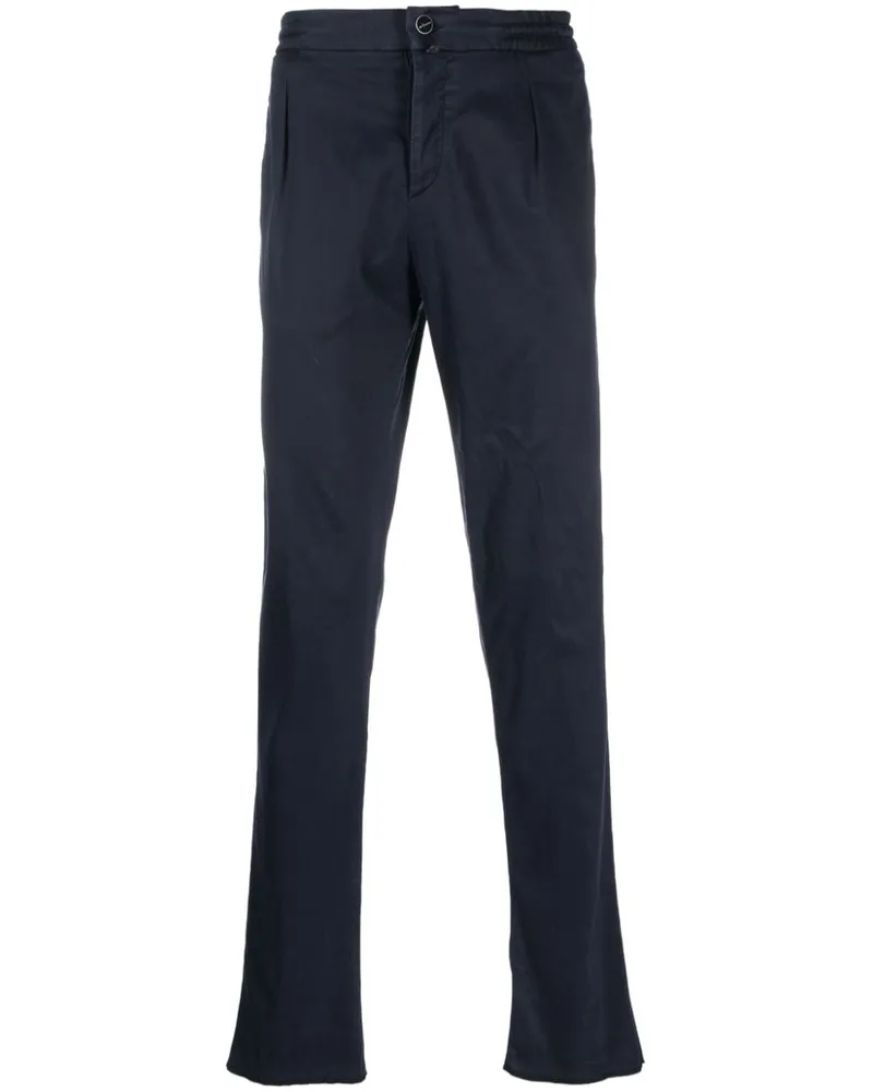 Kiton Gerade Hose mit Logo-Patch - Blau Blau
