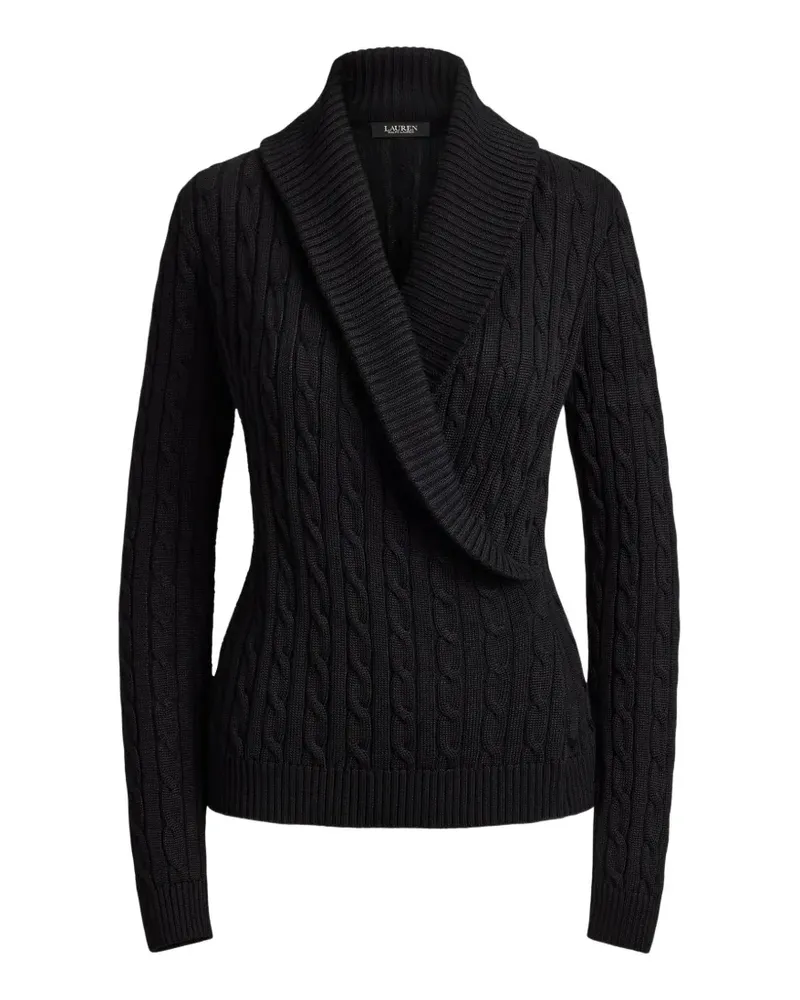 Ralph Lauren Schalkragen-Pullover mit Zopfmuster - Schwarz Schwarz
