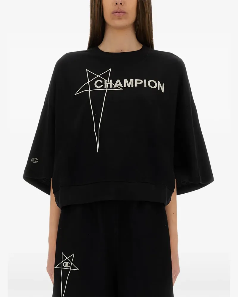 Rick Owens Cropped-T-Shirt mit Logo-Print - Schwarz Schwarz