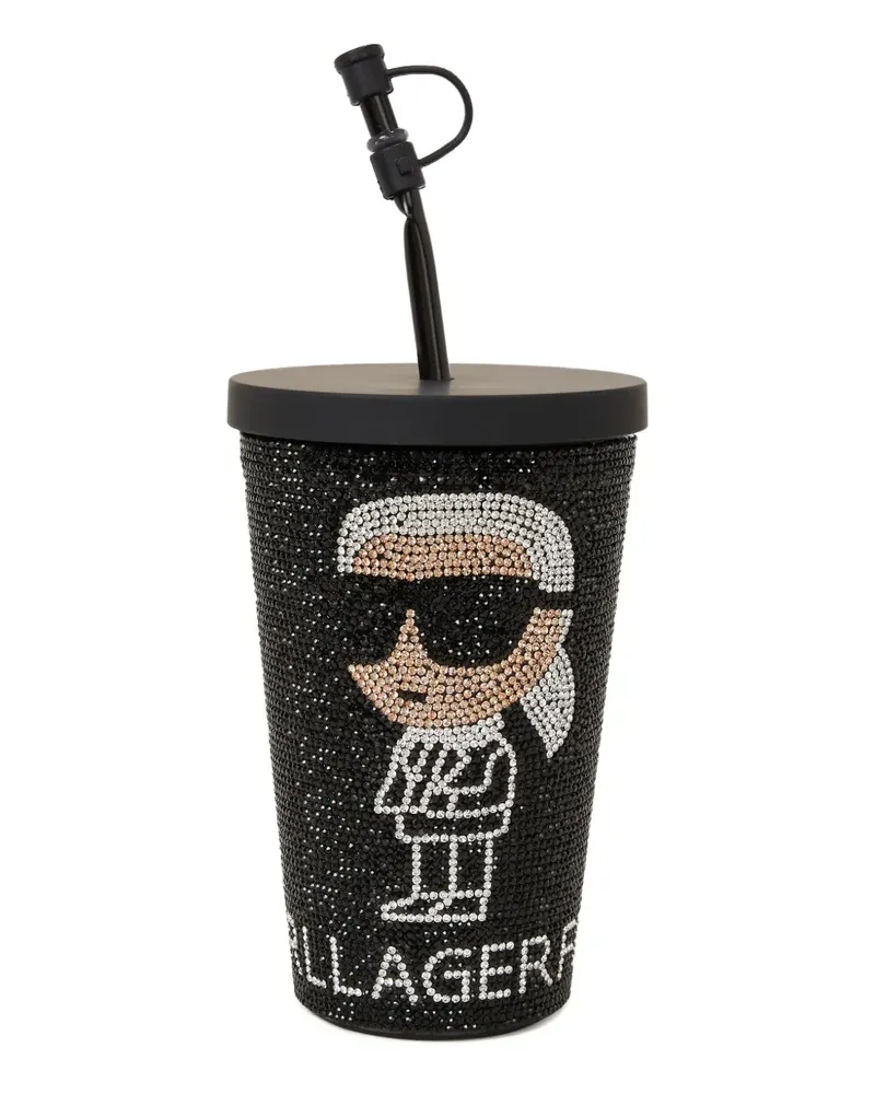 Karl Lagerfeld Ikon Reisebecher mit Strass - Schwarz Schwarz