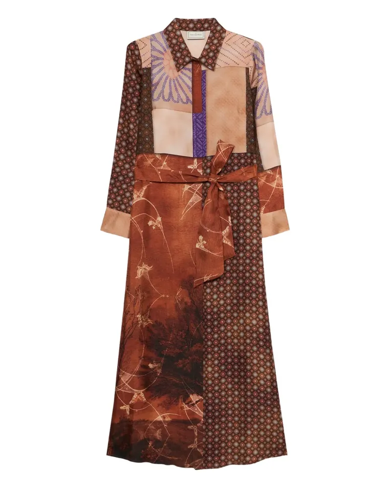 Pierre-Louis Mascia Aloe Patchwork-Kleid mit Gürtel - Braun Braun