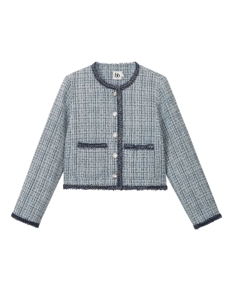 b+ab Tweed-Jacke mit Flechtbesatz - Blau Blau