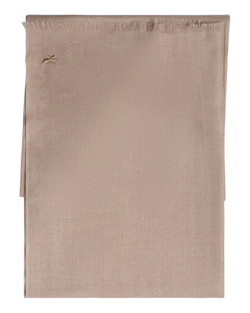 Max Mara Bestickter Schal mit Fransensaum - Nude Nude