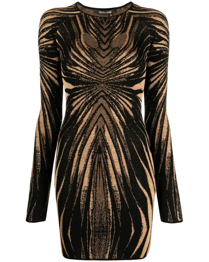 Roberto Cavalli Jacquard-Minikleid - Schwarz Schwarz