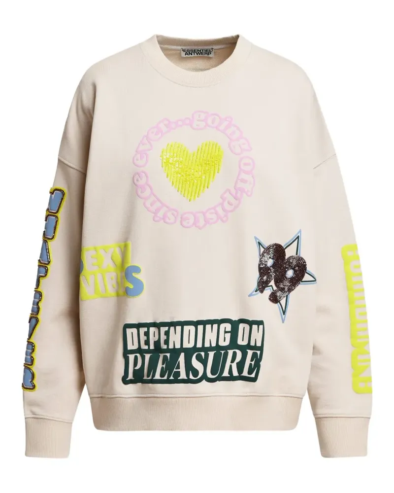 Essentiel Kampus Sweatshirt mit Pailletten - Nude Nude
