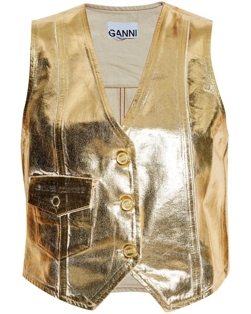 Ganni Metallic-Weste aus Bio-Baumwolle - Gold Gold