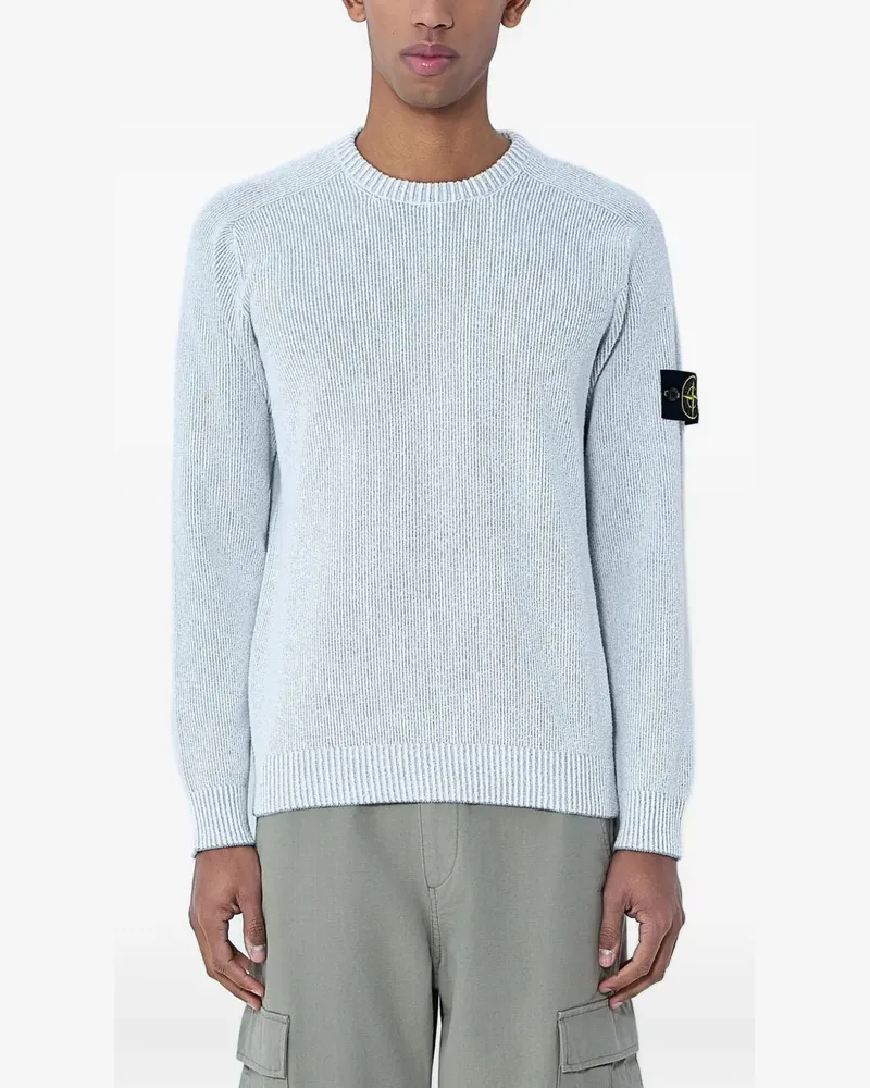 Stone Island Gerippter Pullover mit Kompass-Logo - Grau Grau