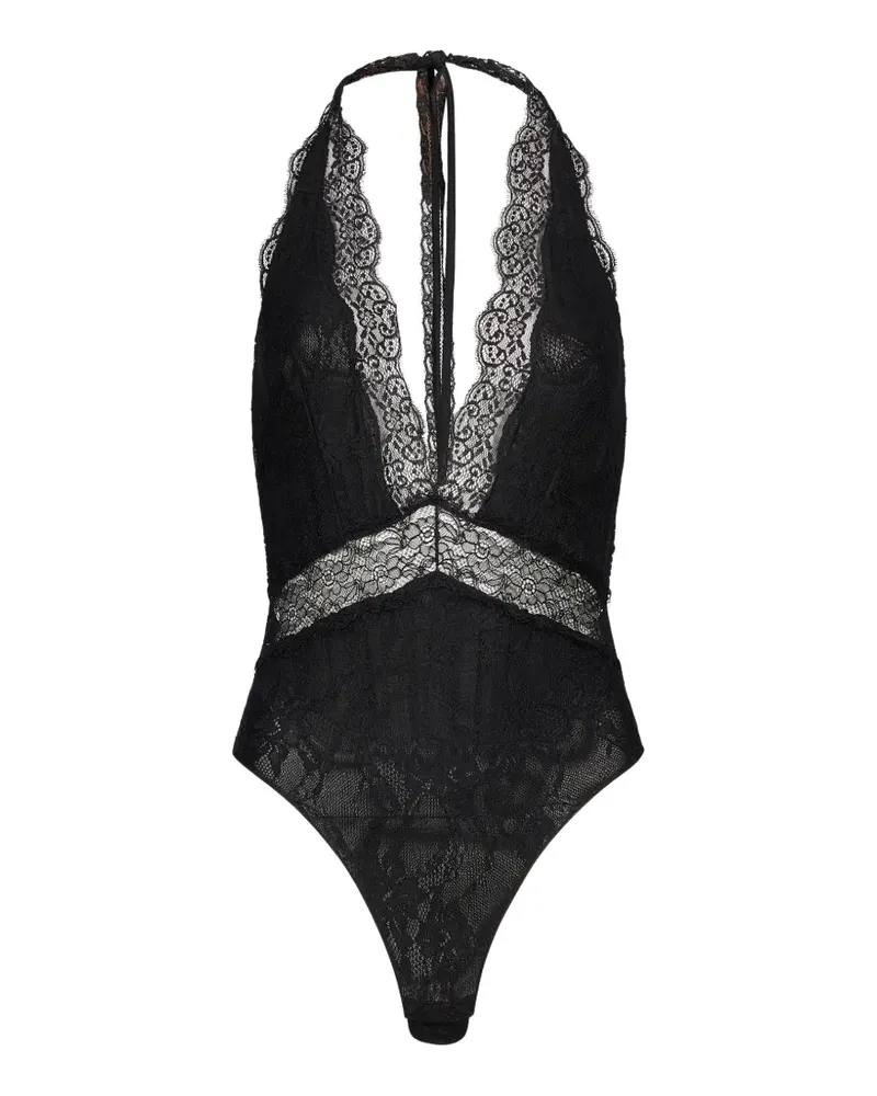 ANDAMANE Florida lace-panelled halterneck bodysuit - Schwarz Schwarz