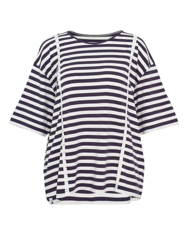pushBUTTON striped buttoned T-shirt - Blau Blau