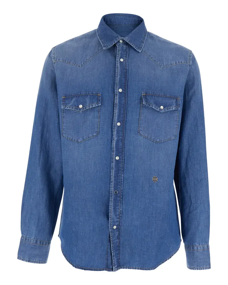 Jacob Cohën logo-embroidered shirt - Blau Blau