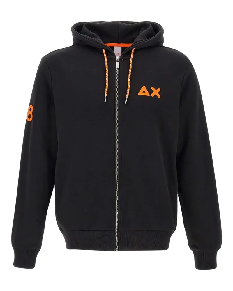 Sun68 zip-up embroidered-logo hoodie - Schwarz Schwarz