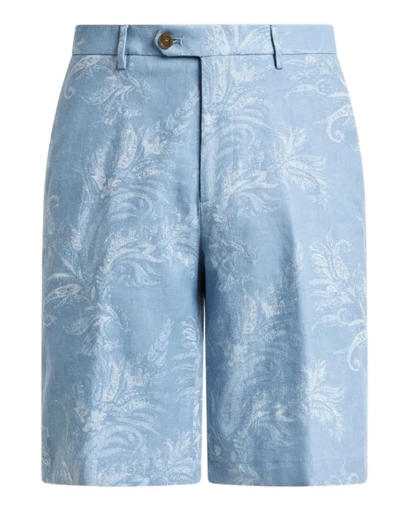 Etro jacquard-motif denim shorts - Blau Blau