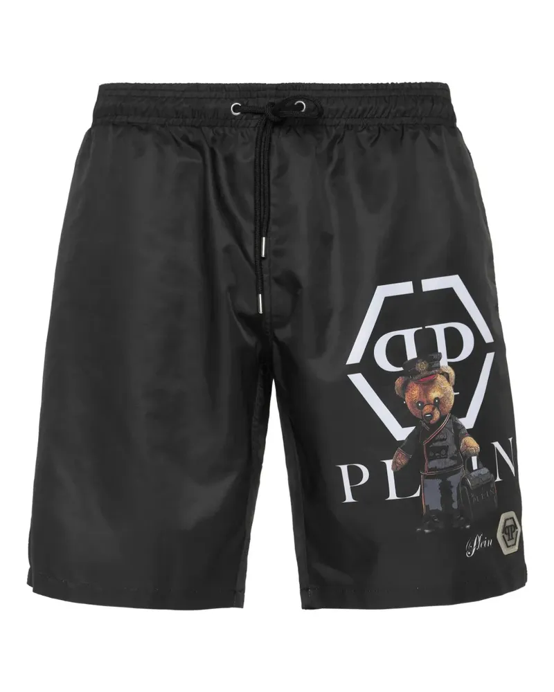 Philipp Plein Badeshorts mit Teddy-Print - "02 black "02