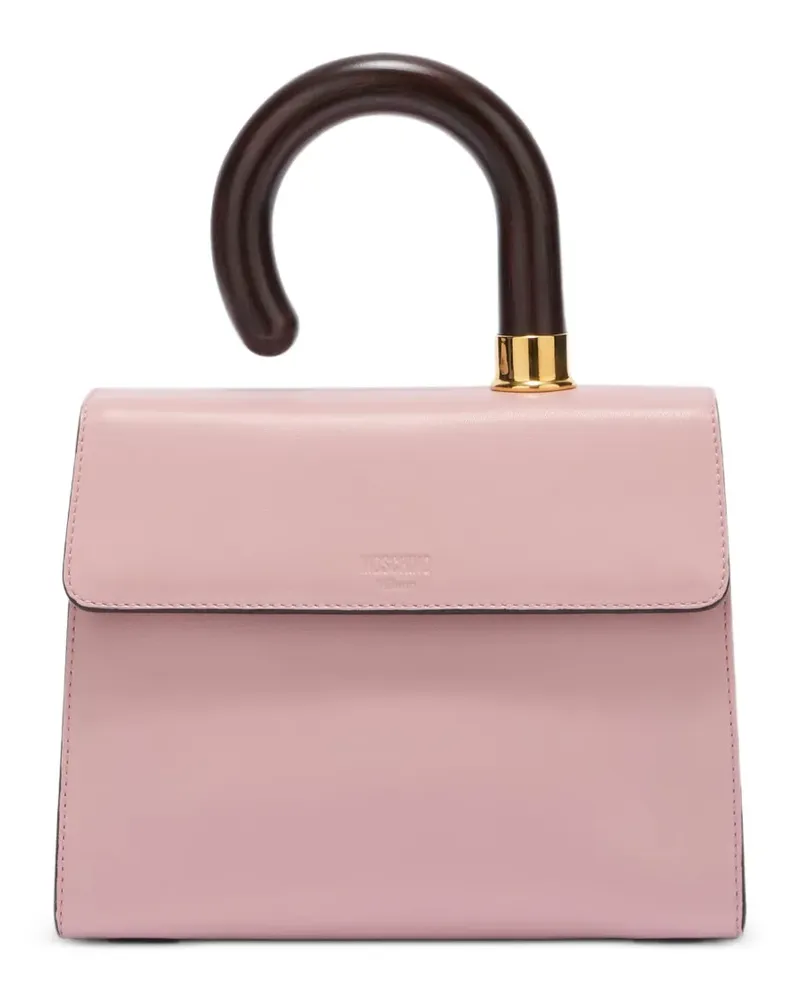 Moschino Tote Bag aus Leder mit gebogenem Griff - Rosa Rosa