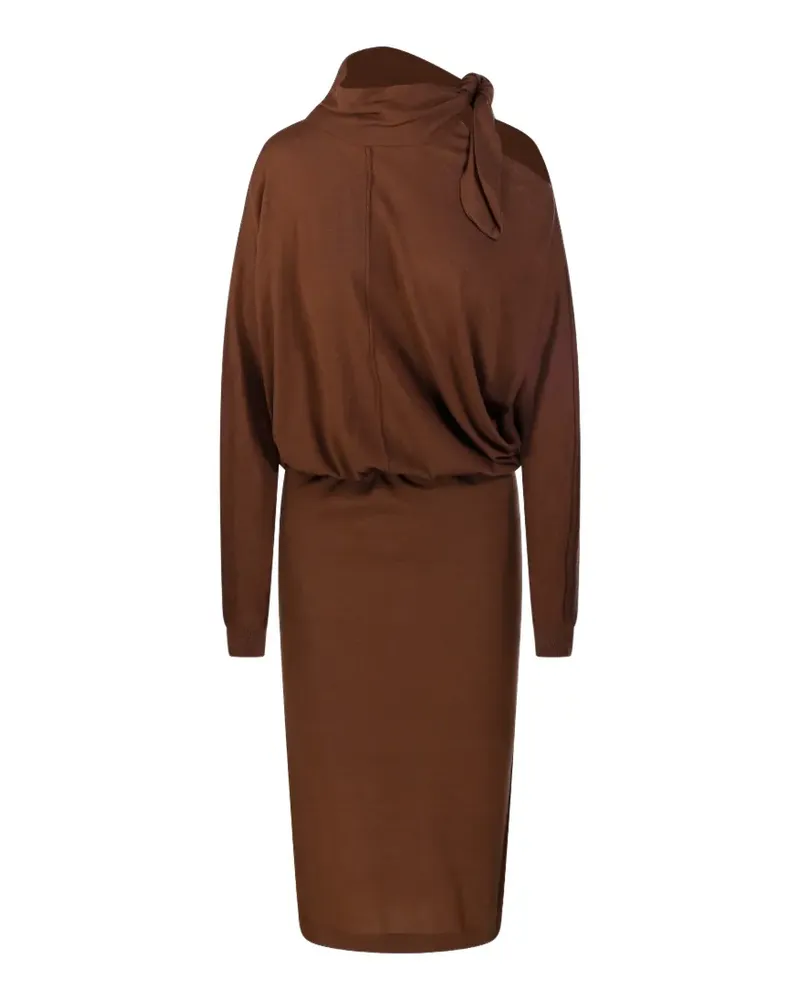 NUDE Schulterfreies Kleid mit Schleife - Braun Braun