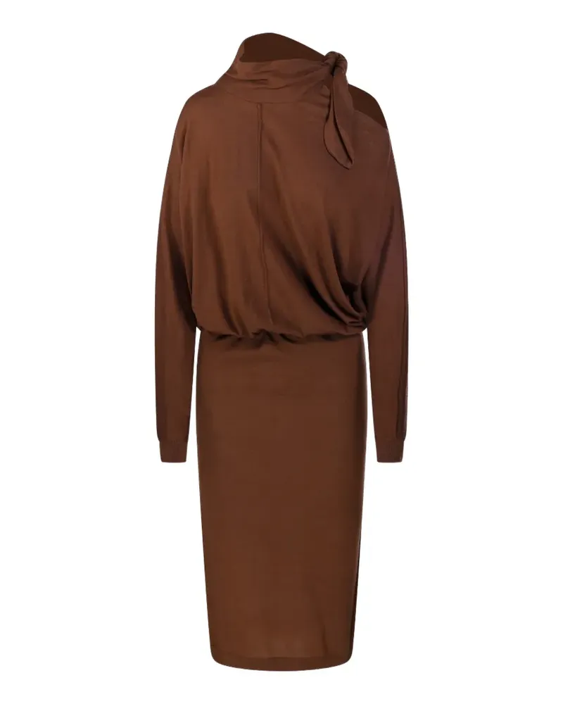 NUDE Schulterfreies Kleid mit Schleife - Braun Braun