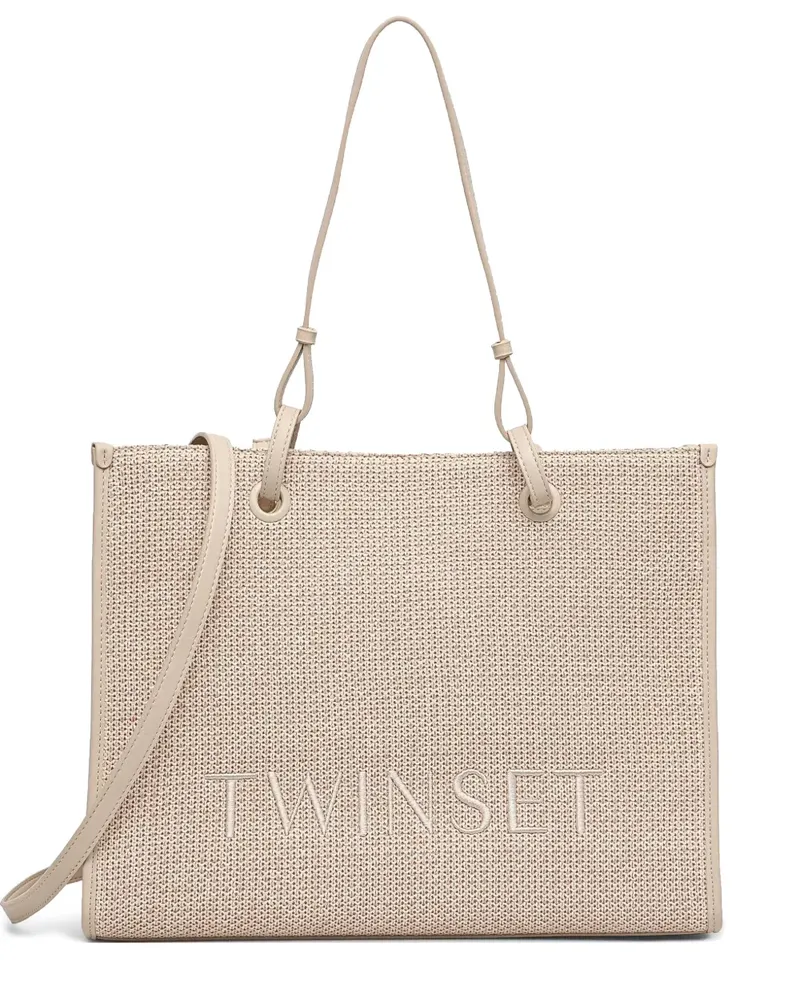 Twin-Set Tote Bag mit Logo-Stickerei - Nude Nude