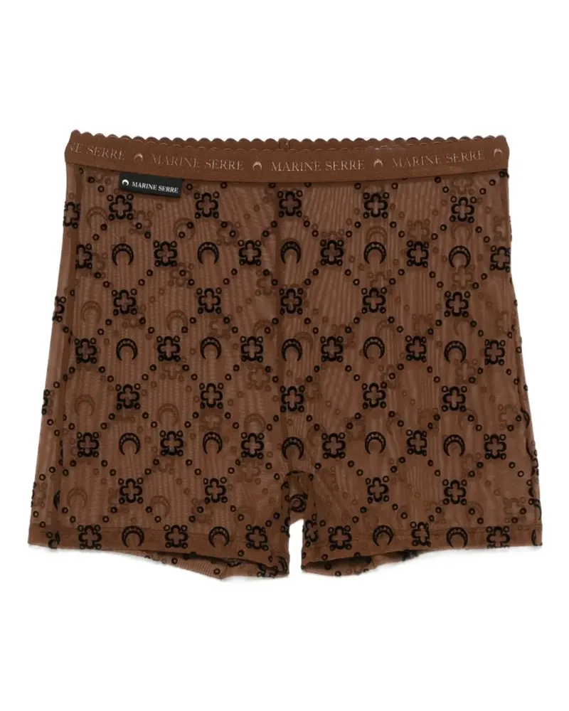 Marine Serre Moonogram mesh flock biker shorts - Braun Braun