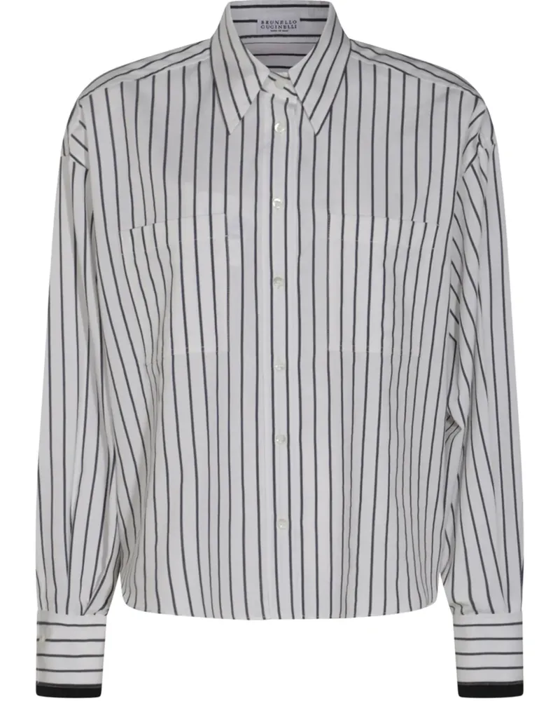 Brunello Cucinelli Gestreiftes Hemd - Weiß Weiß