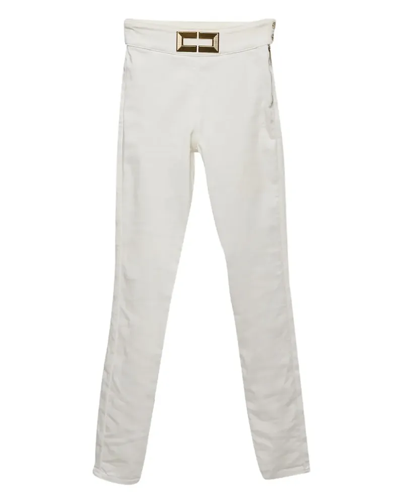 Elisabetta Franchi Jeans mit Logo-Schild - Weiß Weiß