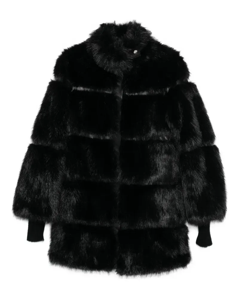 Patrizia Pepe Midijacke aus Faux Fur - Schwarz Schwarz