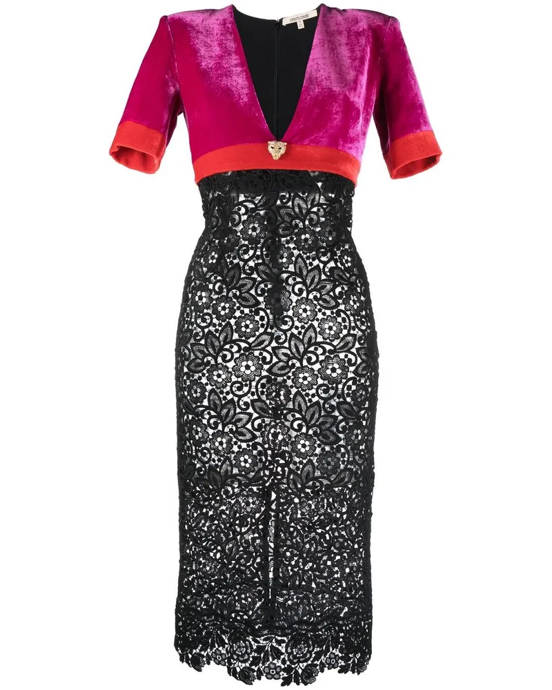 Roberto Cavalli Midikleid mit kurzen Ärmeln - Rosa Rosa