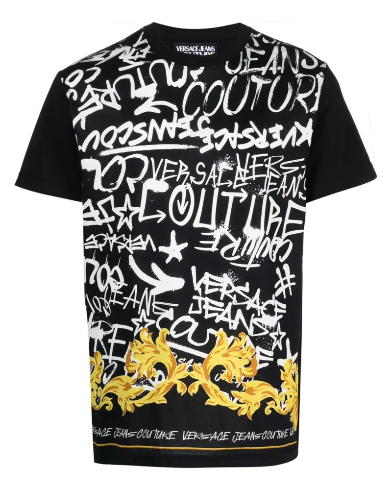 Versace Jeans T-Shirt mit Graffiti-Print - Schwarz Schwarz