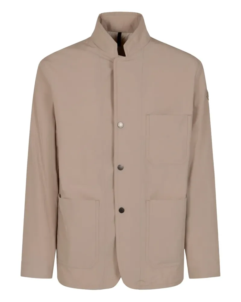 Moncler Hemdjacke mit Logo-Patch - Nude Nude
