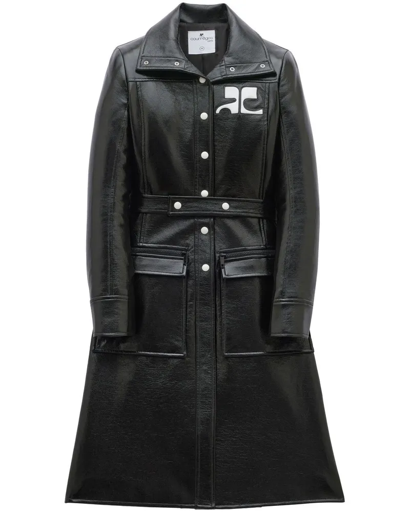 Courrèges Trenchcoat mit Logo-Patch - Schwarz Schwarz