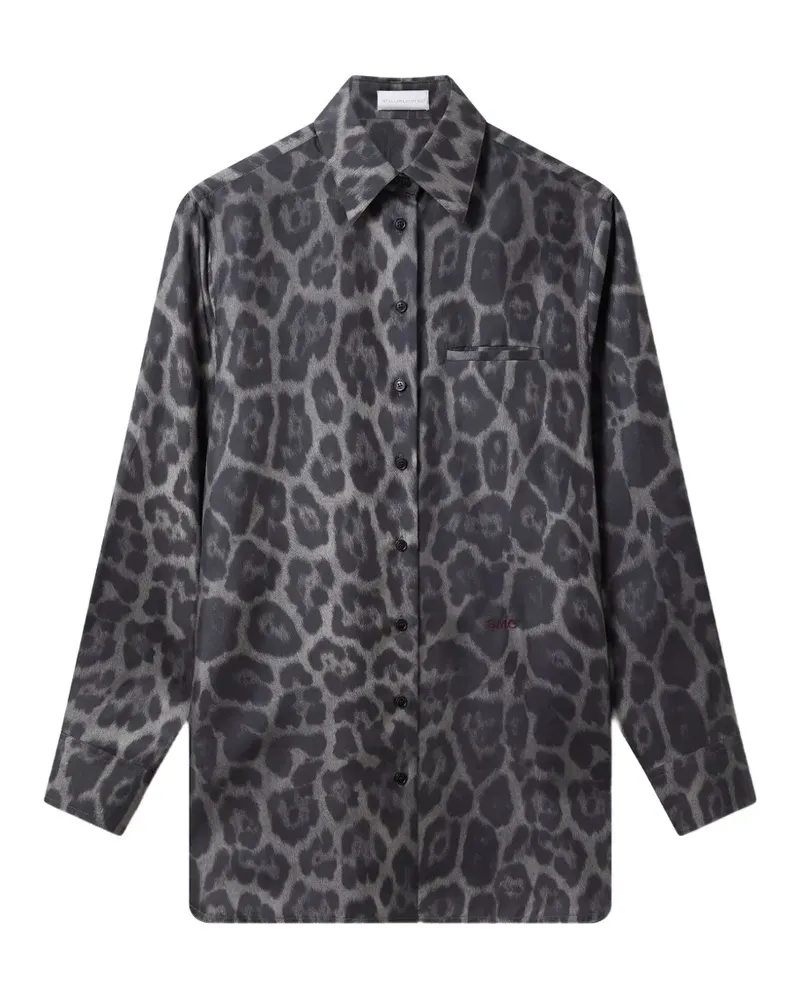 Stella McCartney Seidenhemd mit Leoparden-Print - Grau Grau